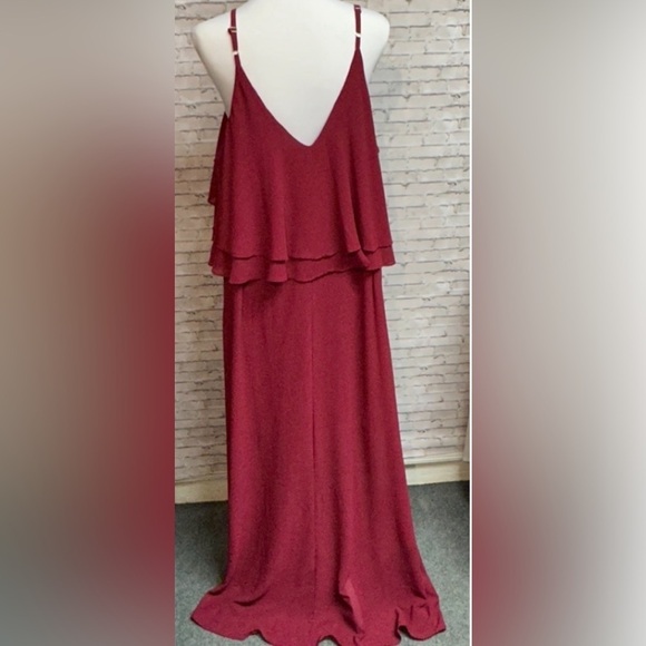 Zenobia Women's XXXL Maxi Dress Burgundy Layered Ruffles Sleeveless Lined Long - Picture 2 of 15